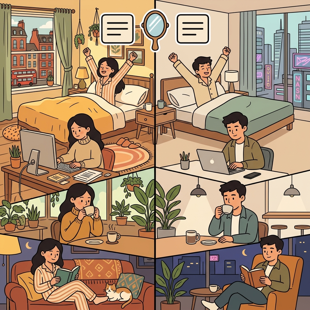 The twins lived parallel lives in different cities. (PARALLEL = SIDE BY SIDE → things that go in the same direction and never meet)