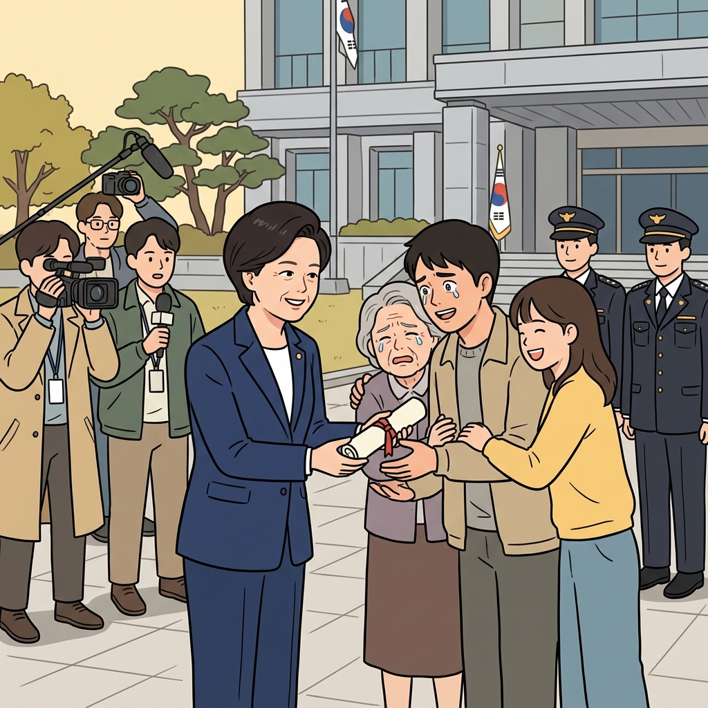 새로운 증거로 그의 무죄가 밝혀진 뒤 대통령은 그 죄수에게 사면을 내렸다.
