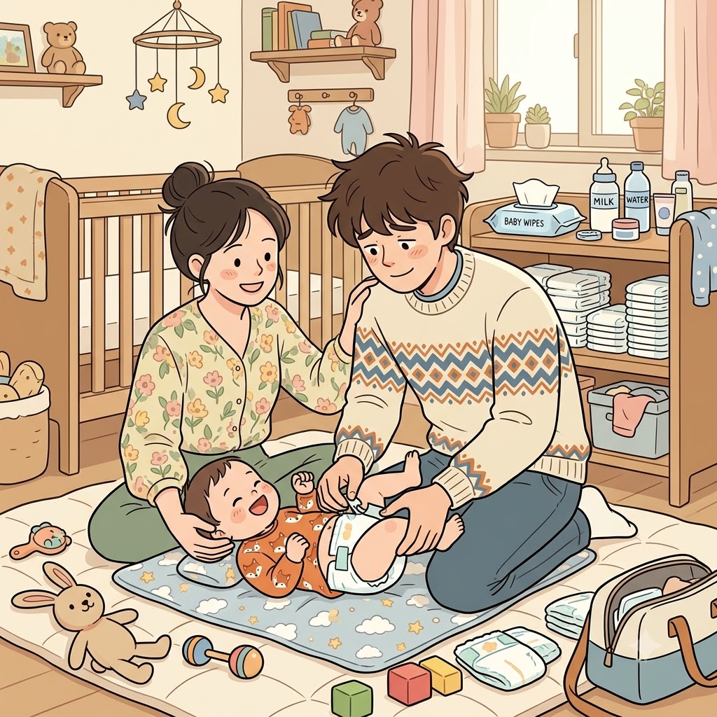 아빠는 아기의 첫 울음을 듣고 "부모라면 해야지!(Parents should!)"라며 부모가 됨(parenthood)을 실감했다.
