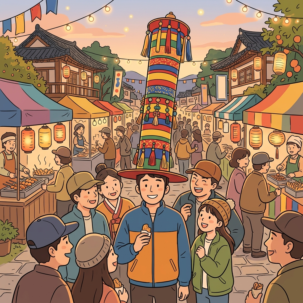 그 남자의 모자의 독특한 특징은 축제에서 모두의 시선을 사로잡았다.