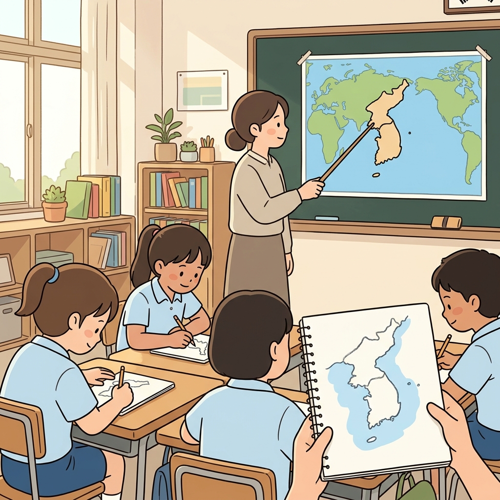 한국은 반도다 — 세 면이 바다로 둘러싸이고 한 면은 대륙과 연결된. (페닌(반쯤) + 슐라(섬처럼))