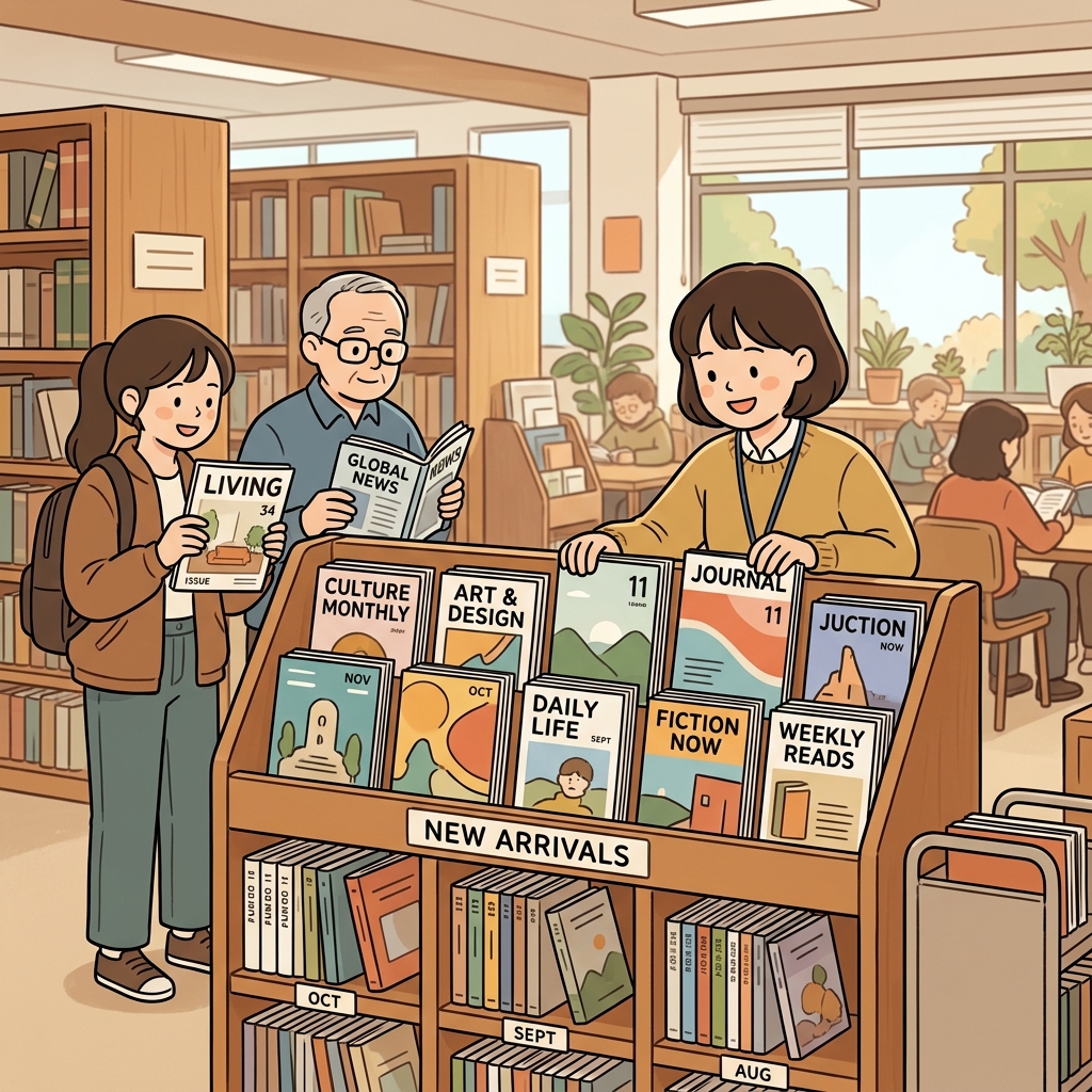 The library receives a new periodical every month.