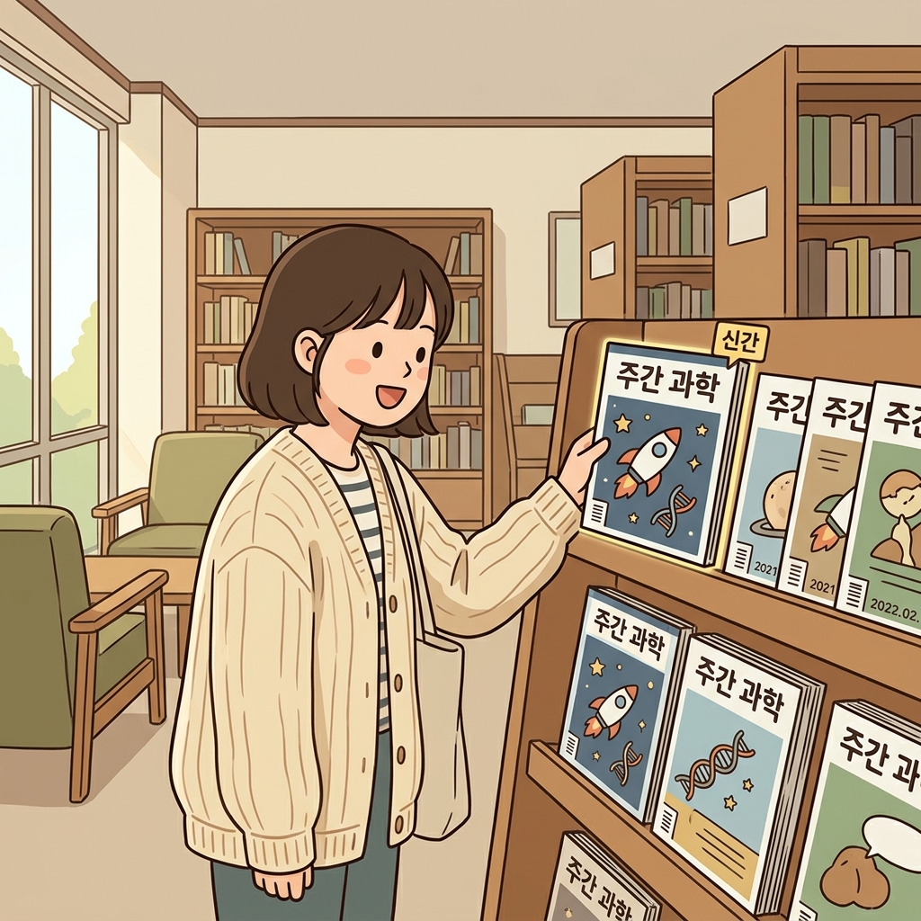 그녀는 매주 과학 정기 간행물을 읽는다. (기간(period)마다 발행!)