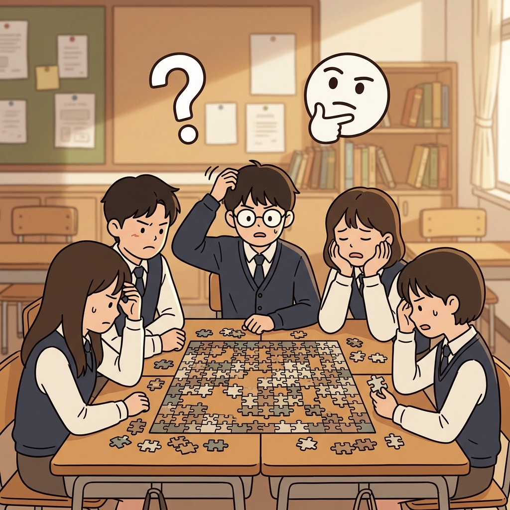 The difficult puzzle perplexed even the smartest students. (❓ Confusion + 🤔 Cannot Figure Out → Perplex)