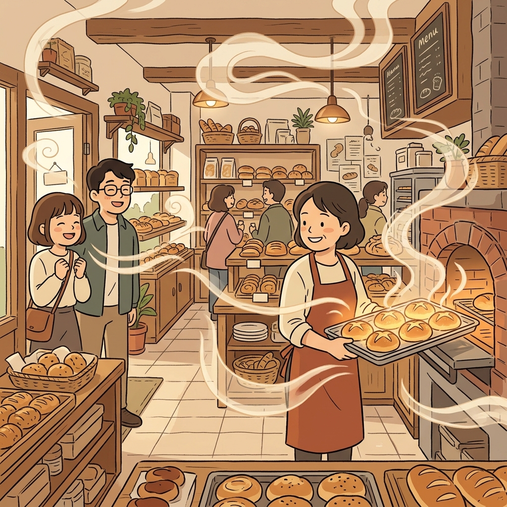 The smell of fresh bread pervaded the entire bakery.