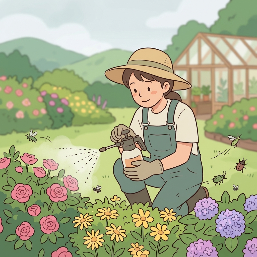 정원사는 벌레가 꽃을 망치기 전에 농약을 사용했다. (해충(pest)을 없애는(side=kill) 약이 pesticide)
