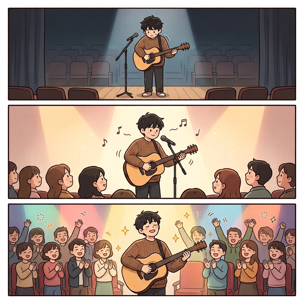 The platform transformed a shy musician into a confident performer.