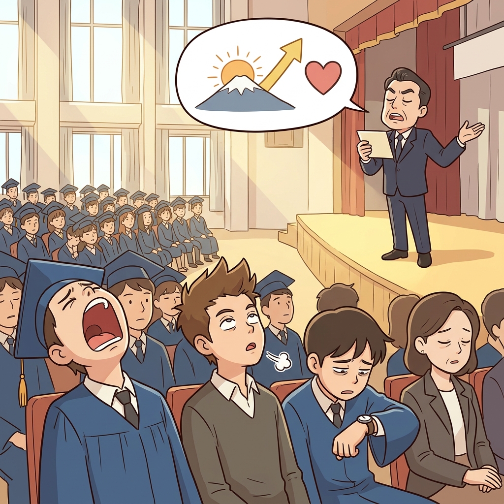 The graduation speaker's platitude about 'chasing your dreams' made students yawn.