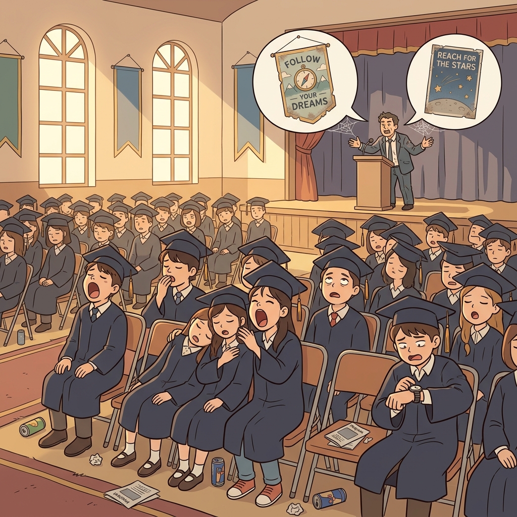 연사의 뻔한 말에 청중이 다 하품한다.