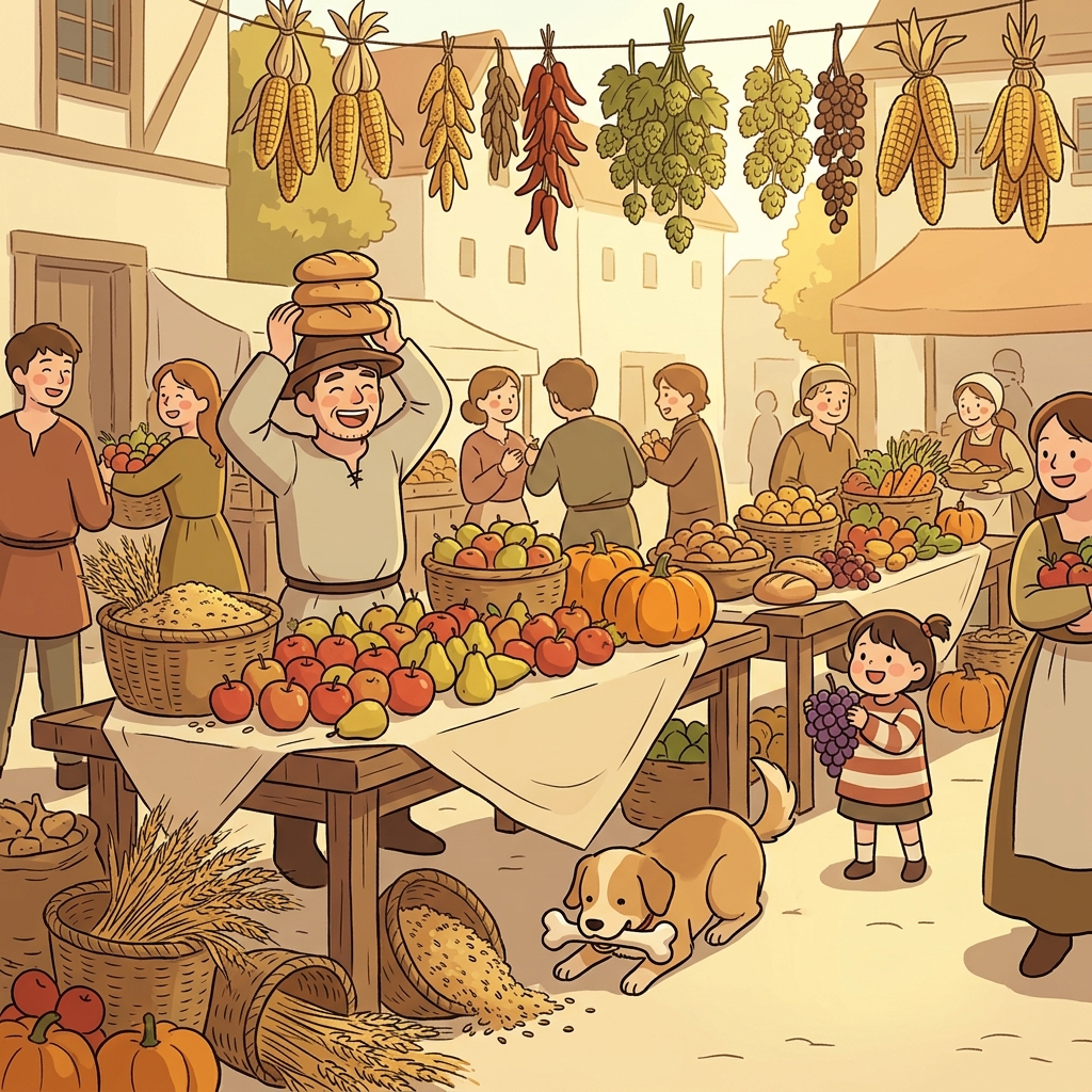 The harvest festival overflowed with plenitude of fruits, grains, and laughter.