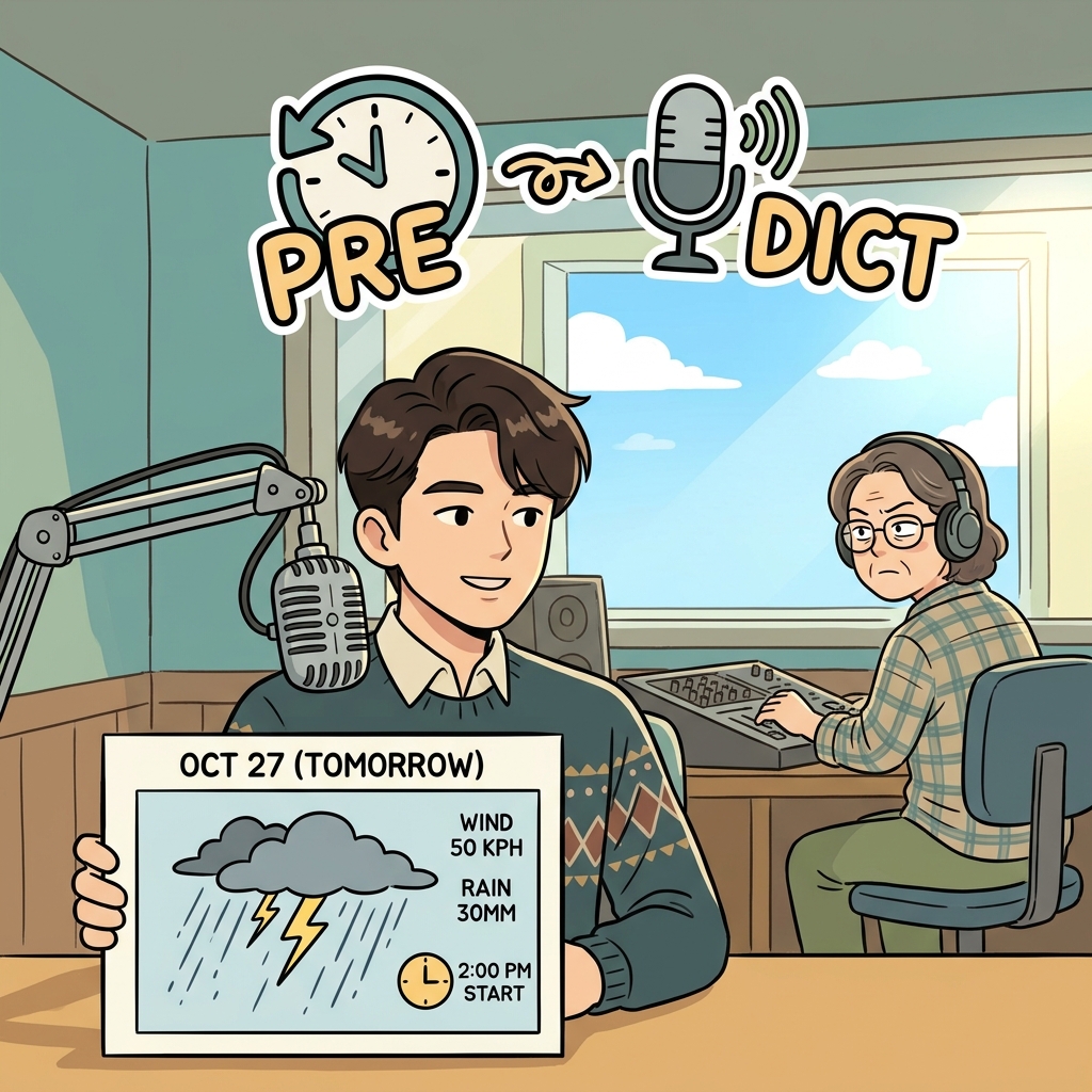 PRE — before it happens — DICT — say it out loud. That is predict.