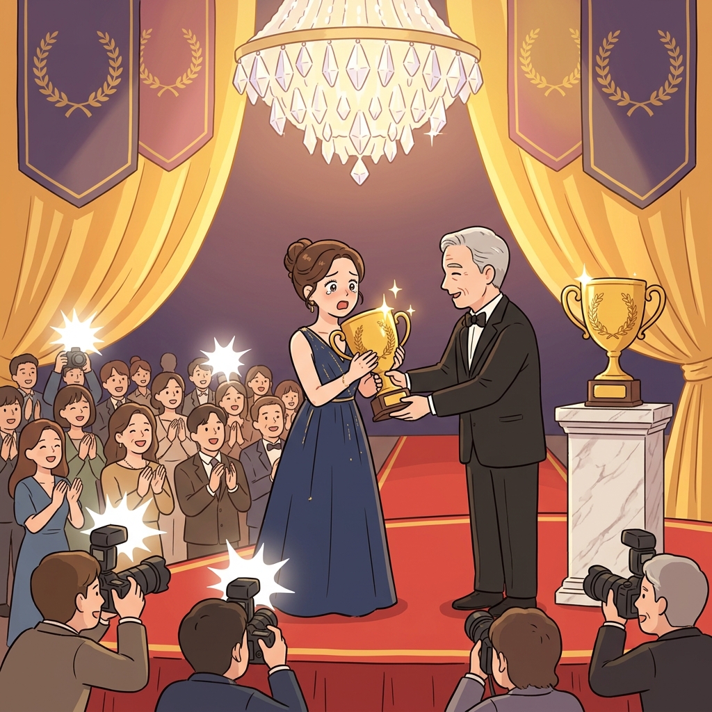 Winning the prestigious award felt like a dream come true for her.