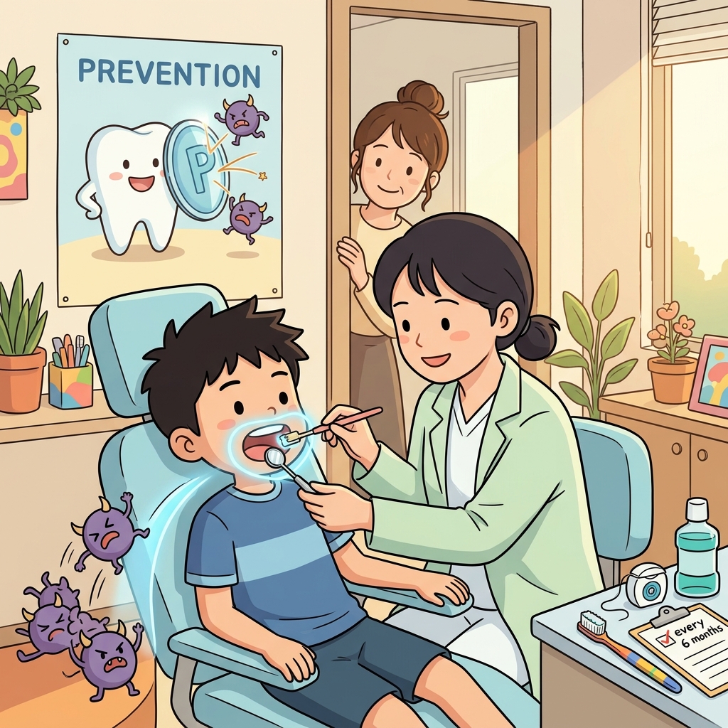 치과에서 미리 관리받으면 충치가 안 생긴다.