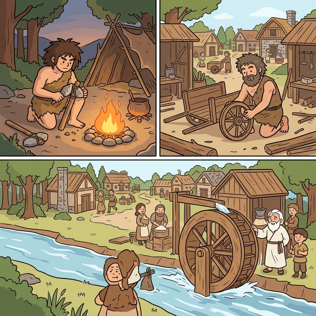 Primitive ideas became creative inventions that eventually led to innovative technology.