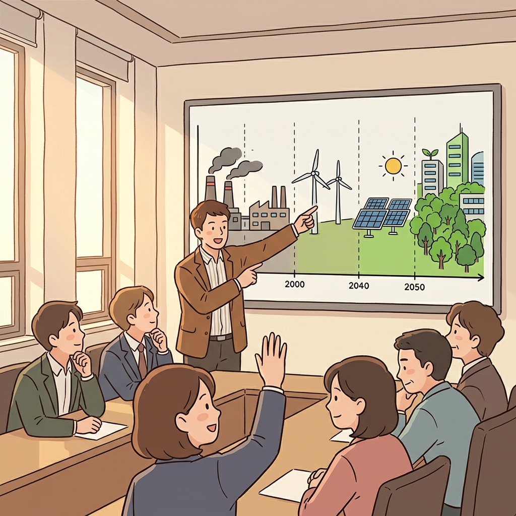 The city council adopts progressive policies to expand green energy year by year.