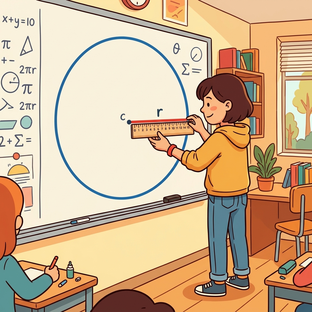 The student measured the radius of the circle with a ruler.