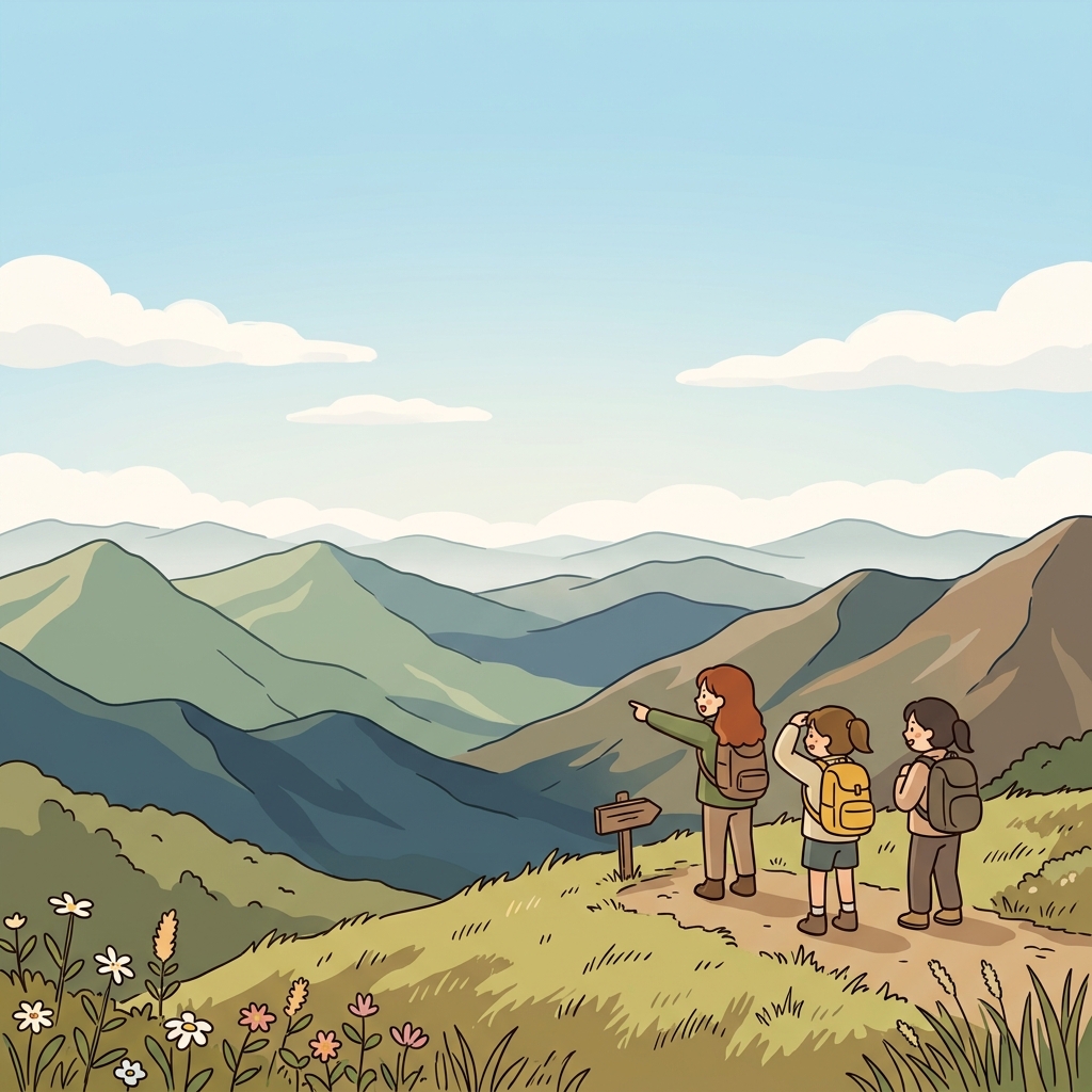 The mountains stretch across a wide range of the horizon.