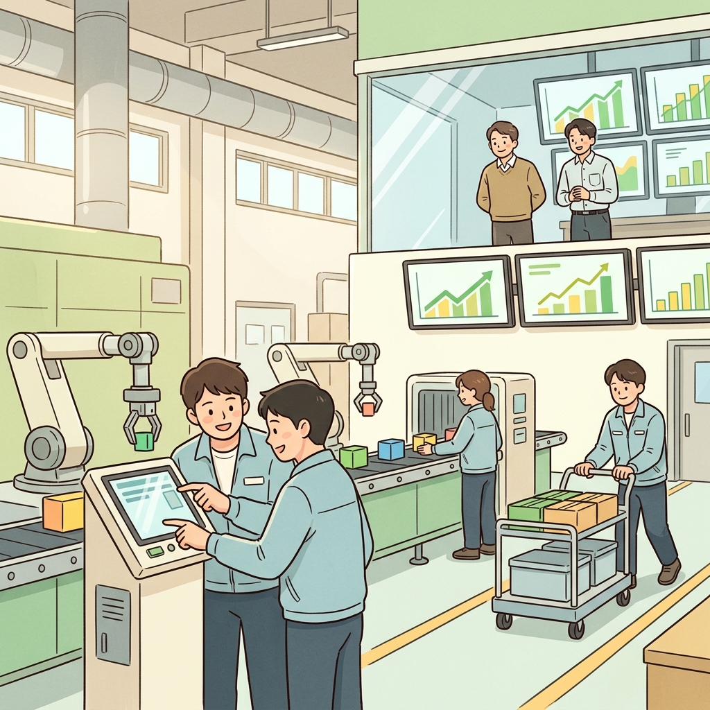 The company steadily improved production because workers readily adapted to change.