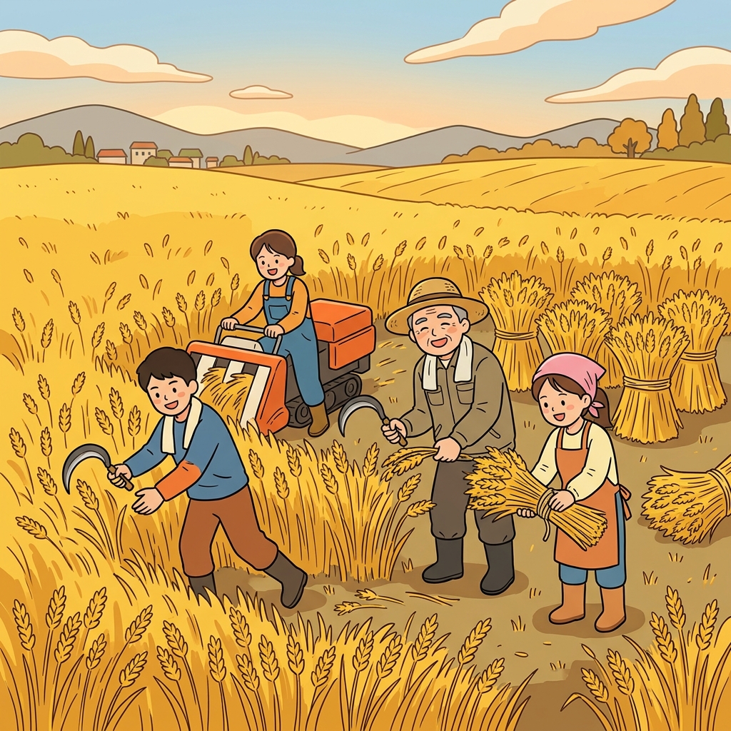농부들은 몇 달간의 노력 끝에 황금빛 밀을 수확했다.