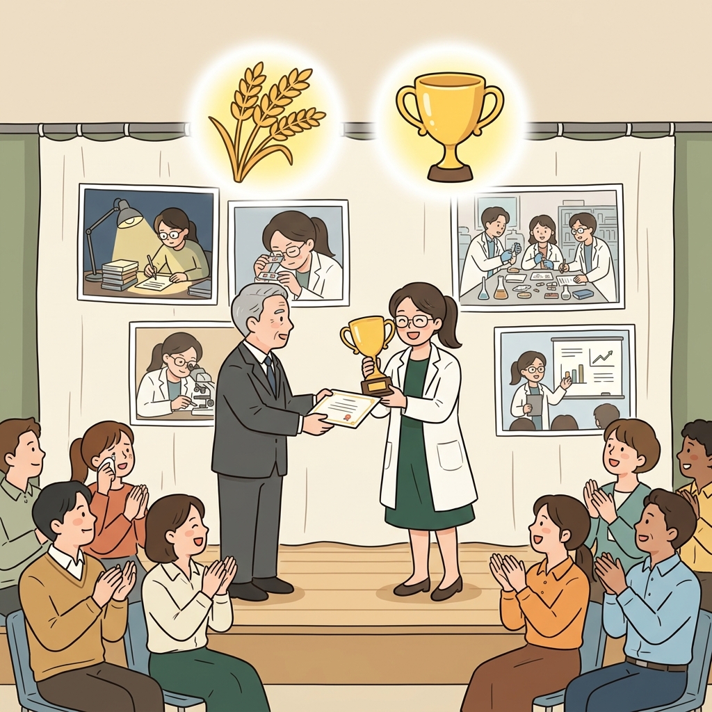 그 과학자는 수년간의 연구 끝에 결실을 거두었다.