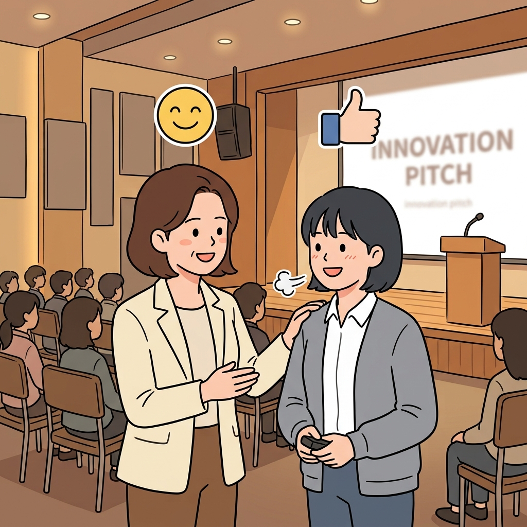 Her reassuring words helped the nervous speaker relax before the presentation. (😊 Comfort + 👍 Confidence → Reassure)