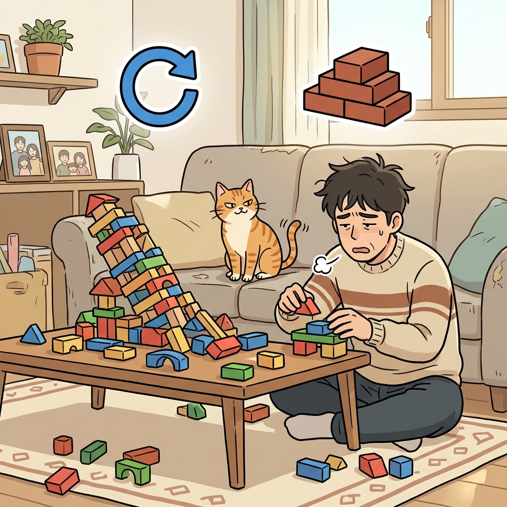 RE(again) + BUILD(construct) — to rebuild is simply to patiently construct something again after it falls apart.