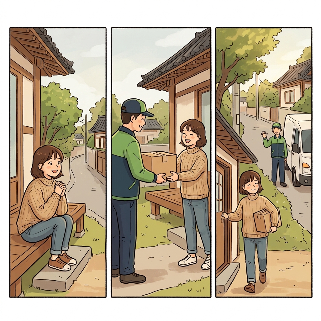 믿고 기다리던 사람은 마침내 소포를 전달받는 수신자가 되었다.