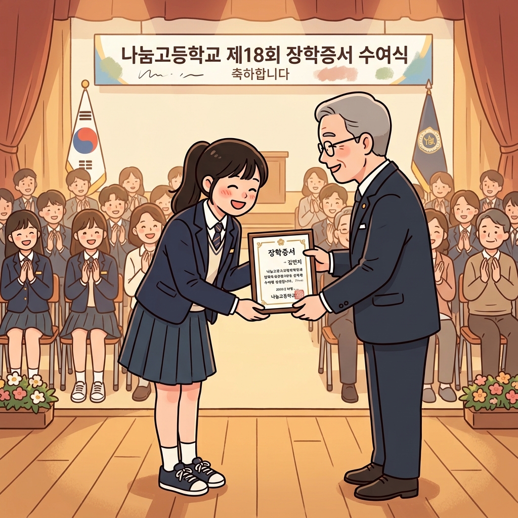 장학금 수혜자는 기부자들에게 감사의 마음을 전했다. ("받는 사람은 리시브(receive) 하는 사람!")