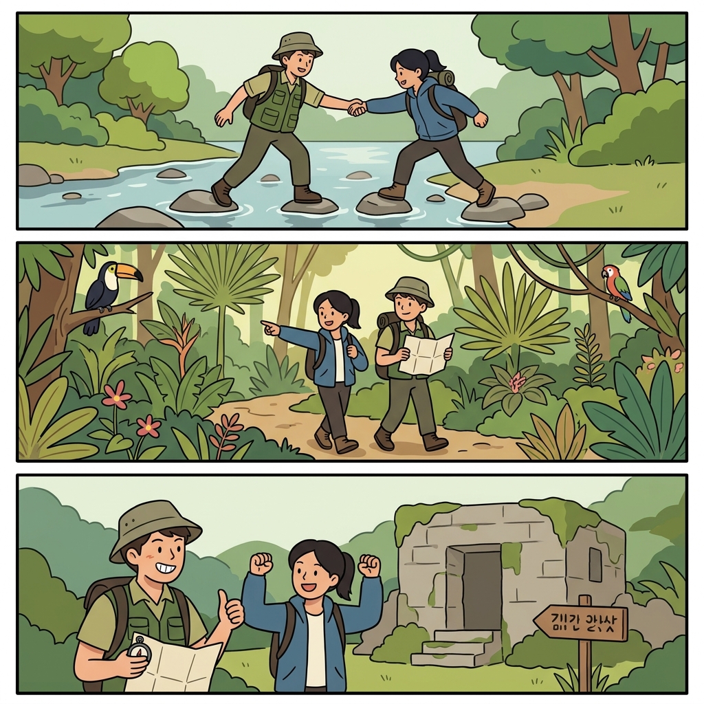 Their reciprocal teamwork made the tropical expedition successful through logical planning.