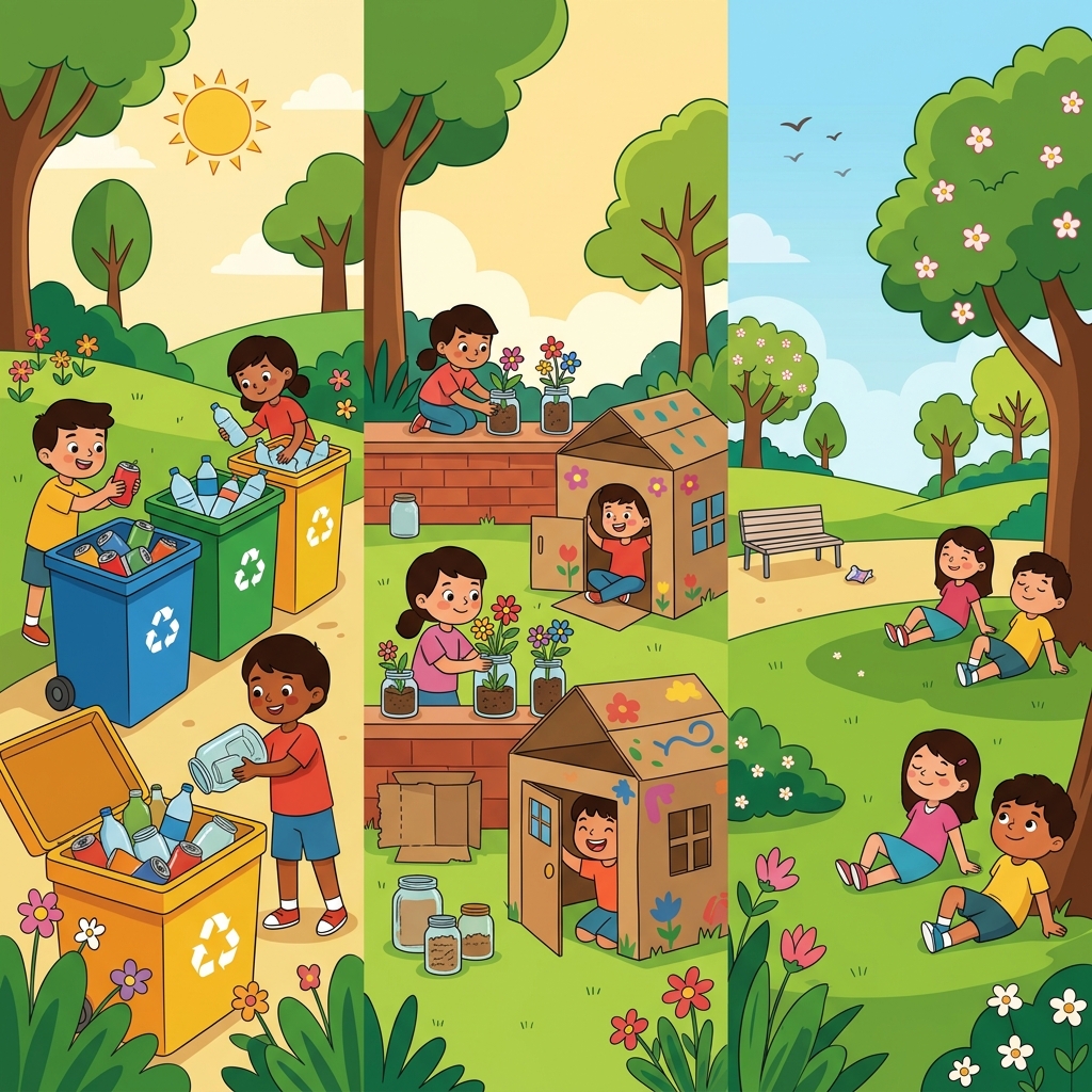 They recycled materials, reused what they could, and reduced waste.