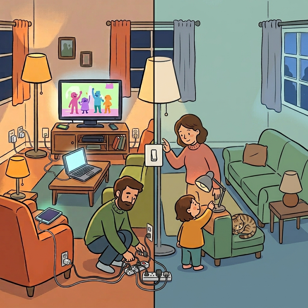 The family reduced their electricity use to save energy.