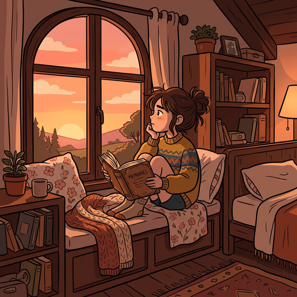 After reading her old diary, the girl became reflective about her past. (REFLECTIVE → REFLECT + I’VE → “I’ve reflected on it,” so I am thoughtful)