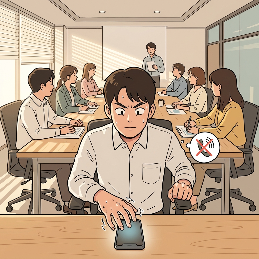 He tried to refrain from checking his phone during the important meeting.