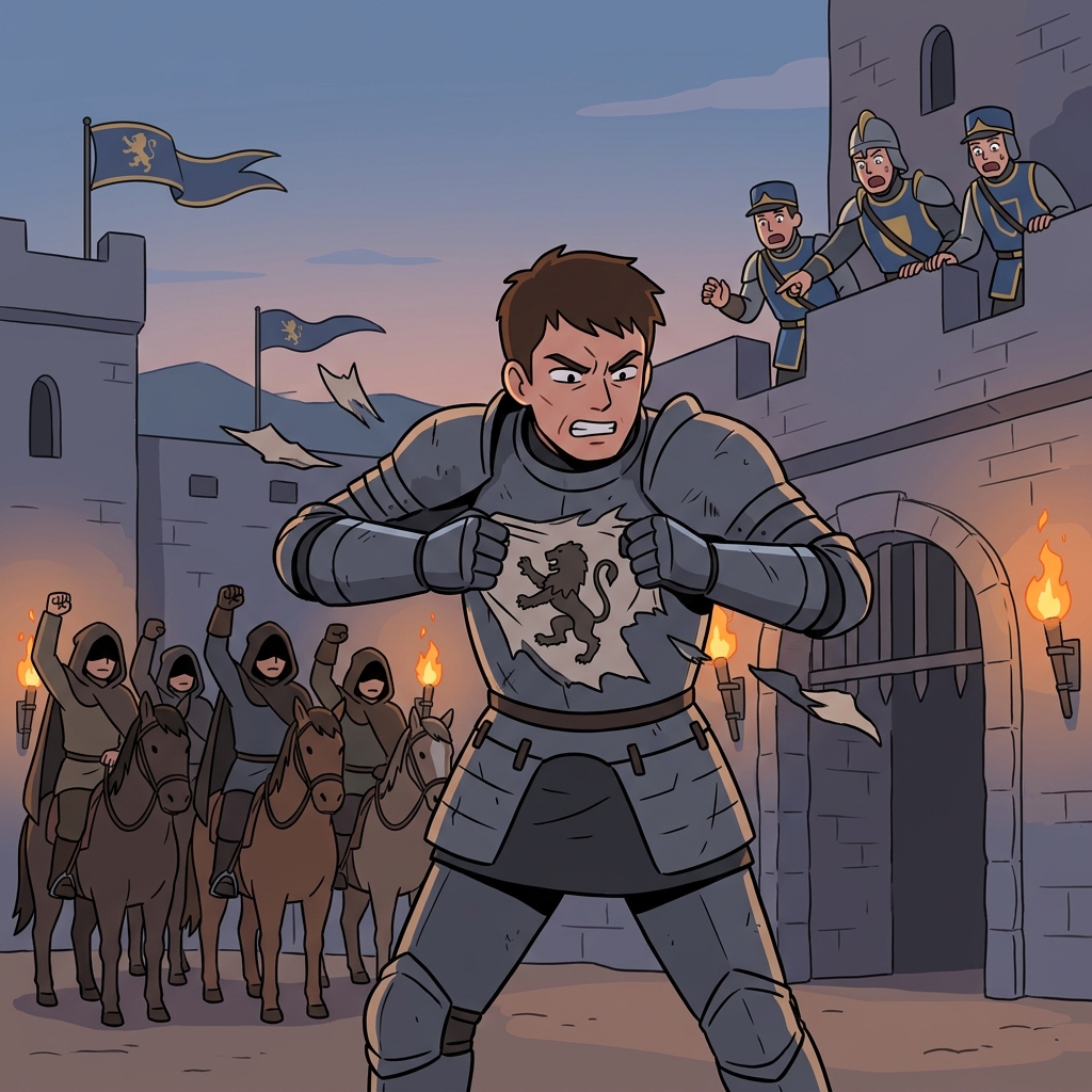 The knight became a renegade, tearing off his royal crest to join the rebels.