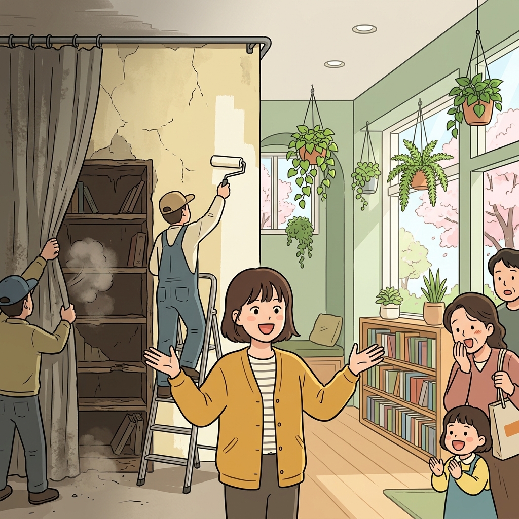 낡은 도서관이 새 단장을 마치고 완전히 새것처럼 변했다.