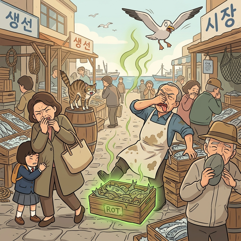 The smell of rotten fish was so repugnant that everyone at the market covered their noses.