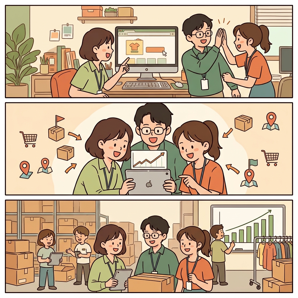 새로운 온라인 판매 경로 덕분에 매출은 계속 증가했다.