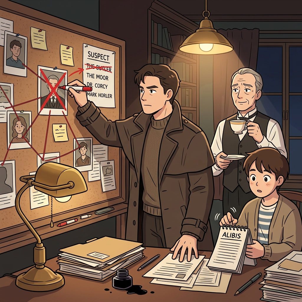 The detective decided to rule out the butler after checking his alibi.