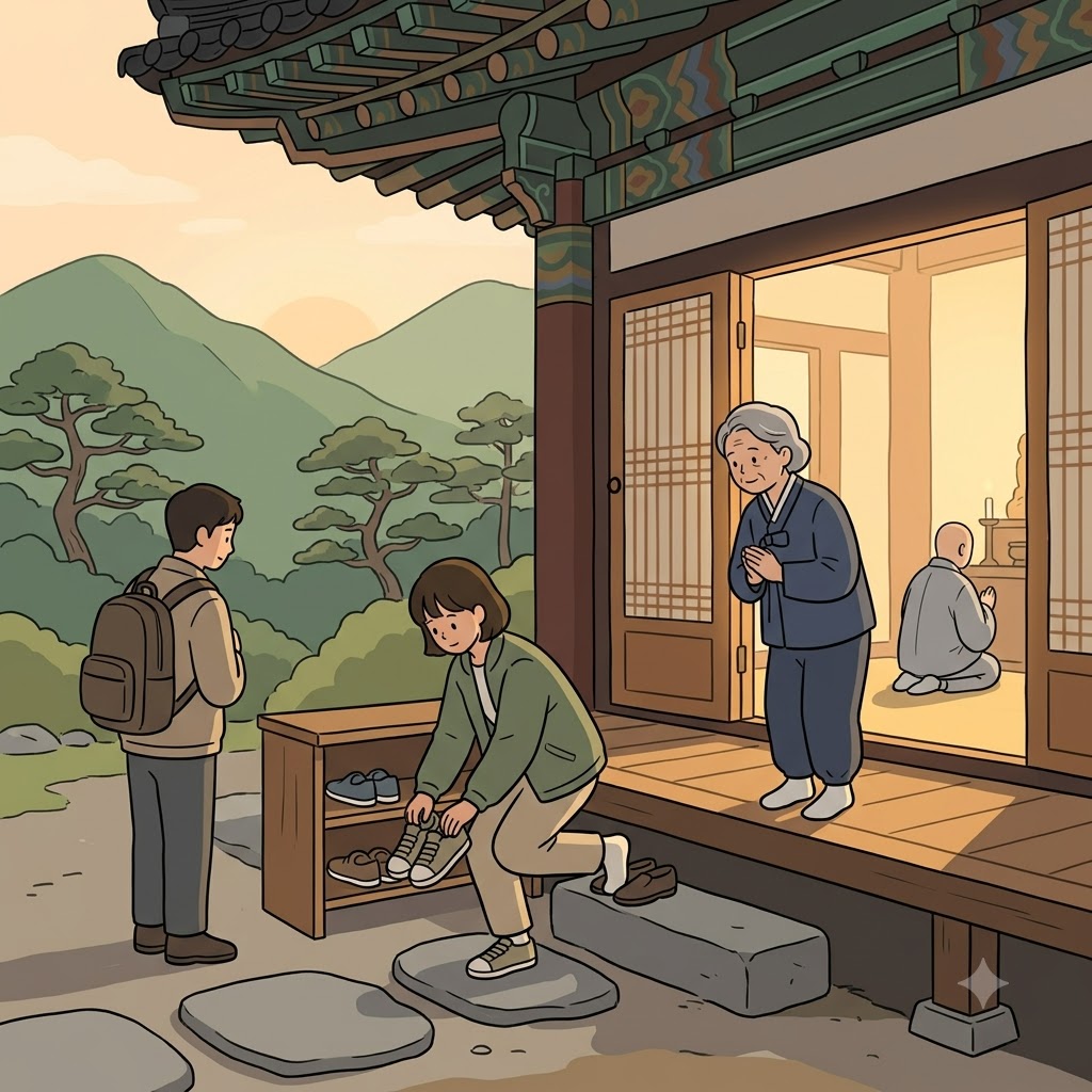 사람들은 고대 사원의 신성함(sanctity)을 존중하기 위해 모두 신발을 벗었다.