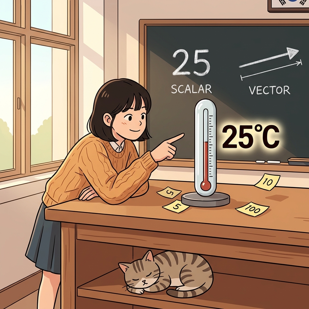 온도계는 방향 없이 숫자 하나로 모든 걸 말해준다.