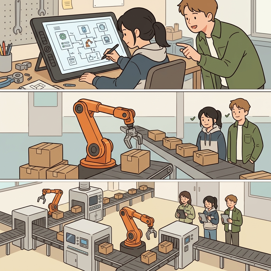 The schematic made the automatic system easy to build in a systematic way.