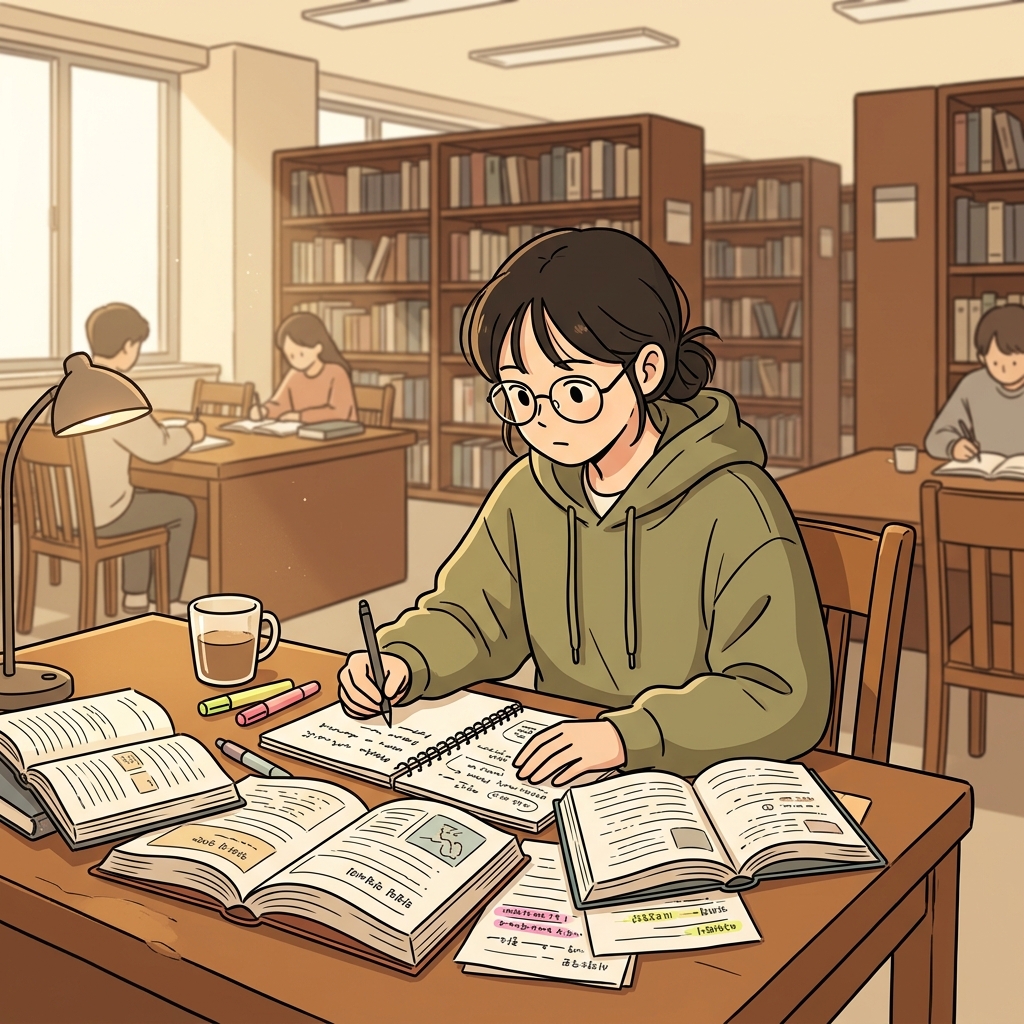 학자는 논문을 쓰기 전에 모든 책을 꼼꼼히 읽었다.