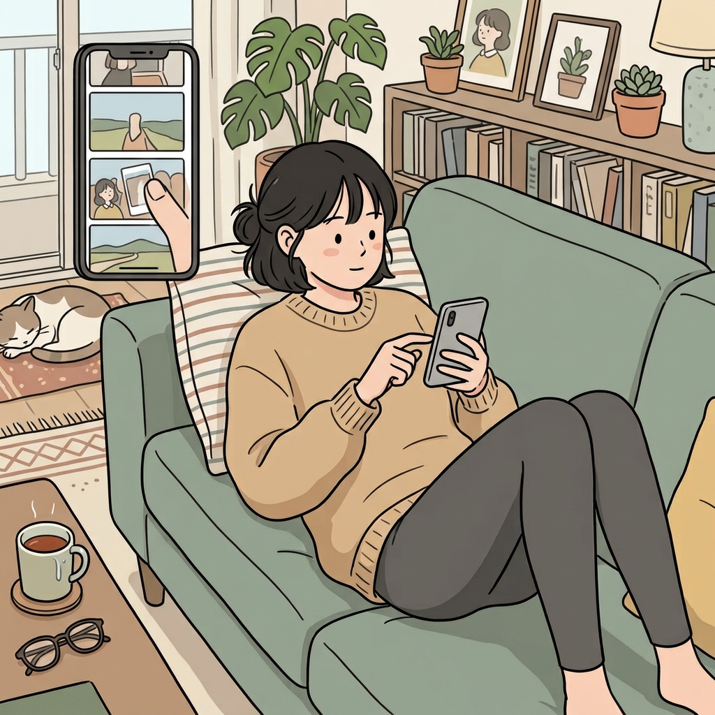 She scrolled through hundreds of photos on her phone.