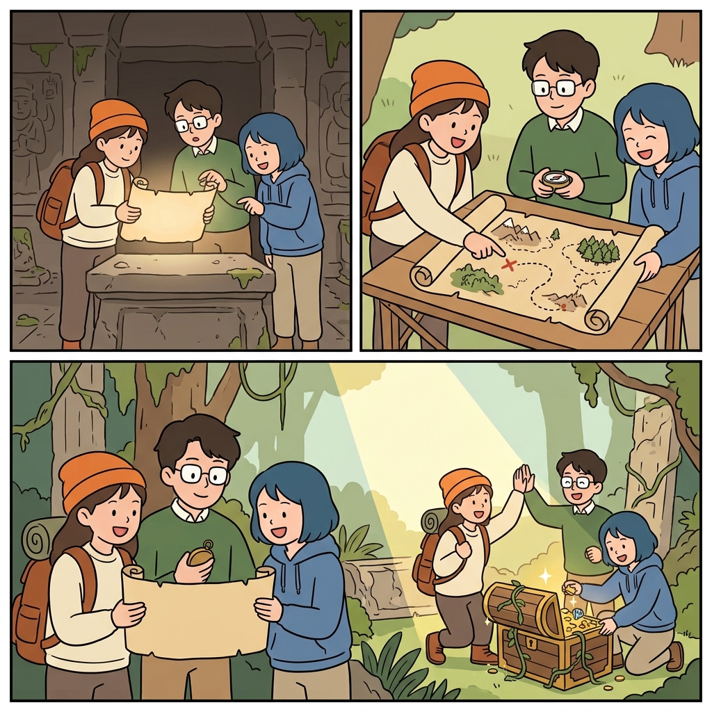 They unrolled the scroll, rolled out the map, and reached their goal.