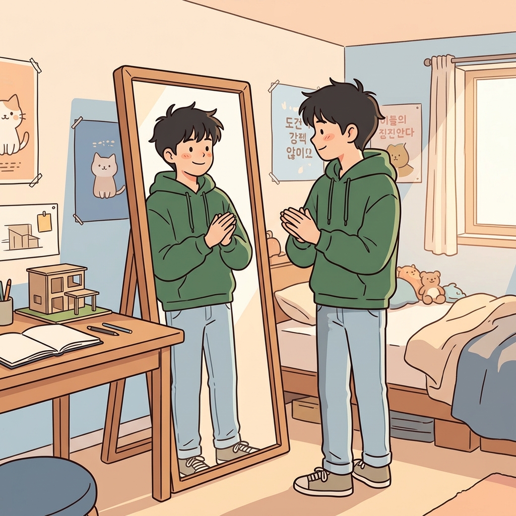 그는 자신을 믿기 시작하면서 자존감이 높아졌다. ("셀프 스팀!" → 스스로(self)를 높이 띄우는(esteem) 마음)