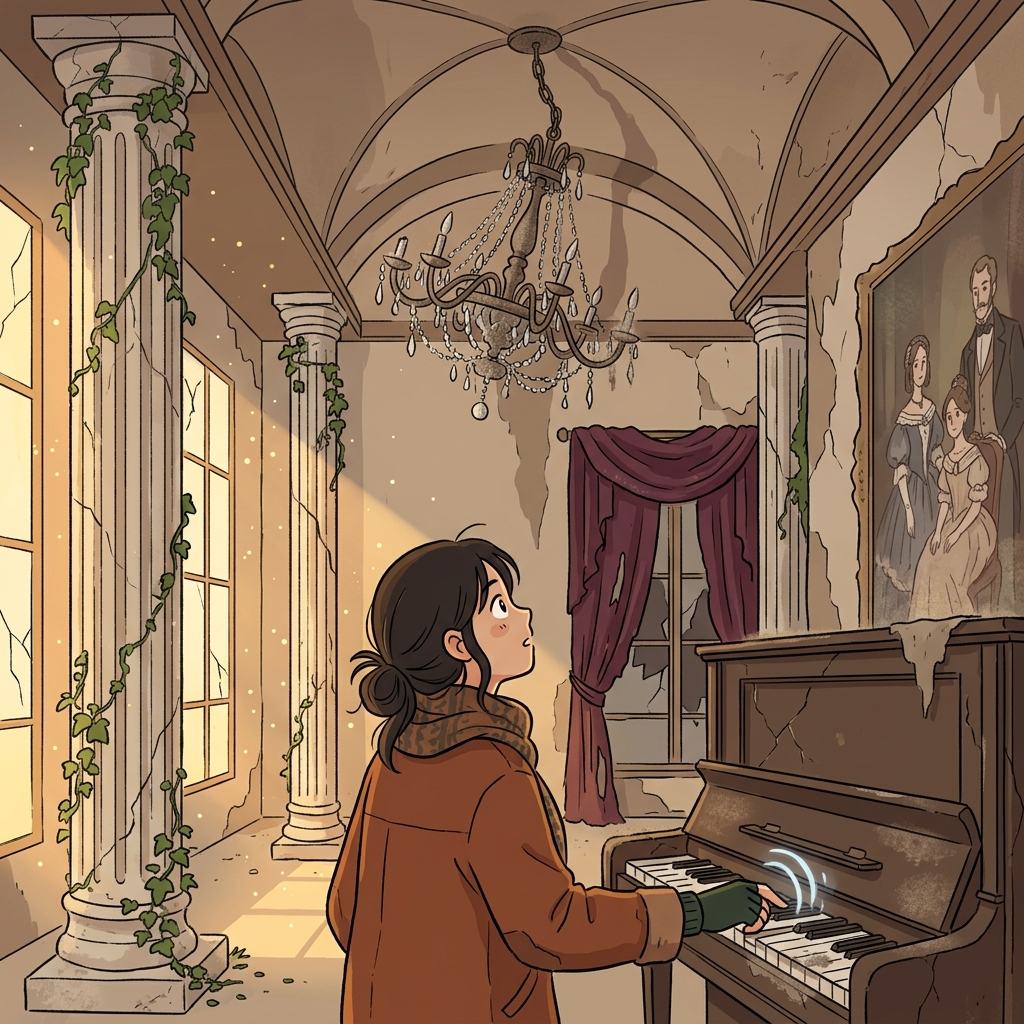 The abandoned mansion still kept a semblance of its former grandeur.