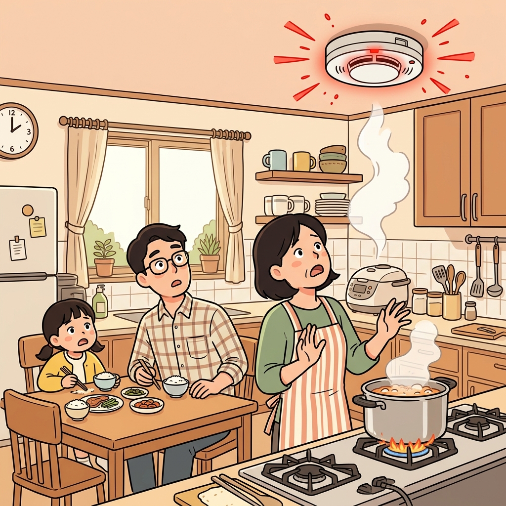 The smoke detector was so sensitive that it reacted to a little steam from the kitchen.