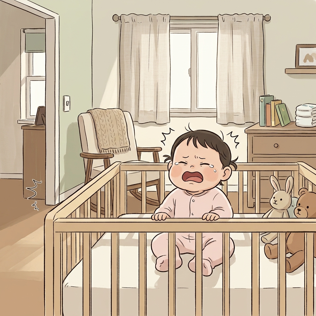 아기는 아주 작은 소리에도 귀가 예민하게 반응해 울기 시작했다. ("이 아이는 센서가 있다!")