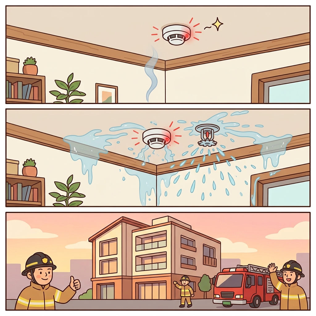 The sensitive alarm responded immediately and protected the building from danger.