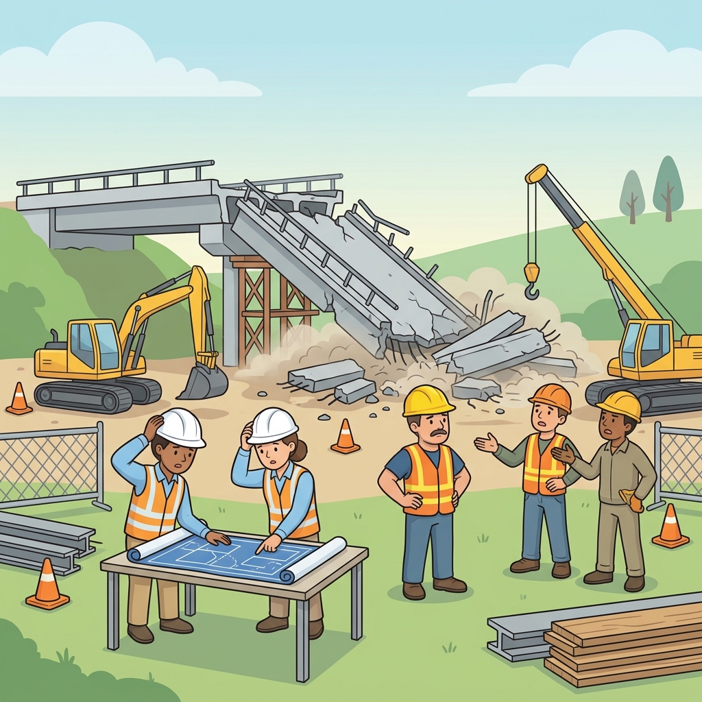 The project faced a major setback after the bridge collapsed.